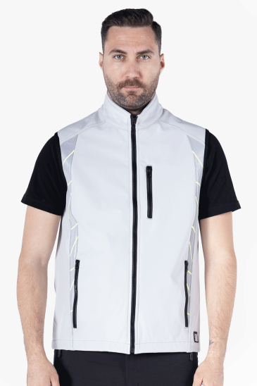 Tiger Softshell Yelek - Açık Gri - Neon Sarı