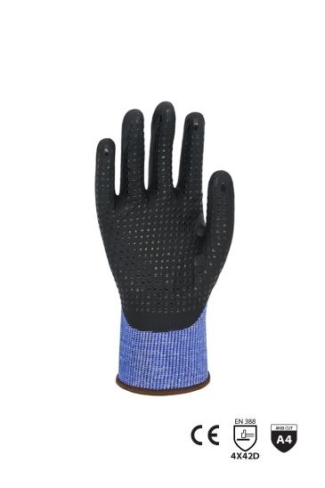 Hanvo Dotlu Kesilmeye Dirençli Nitril Kaplama Eldiven - Siyah