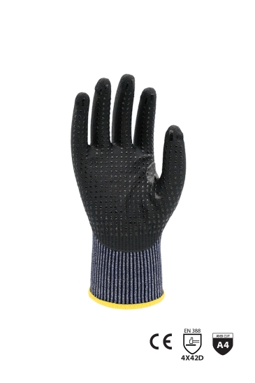 Hanvo Dotlu Kesilmeye Dirençli Köpük Nitril Kaplama Eldiven - Lacivert