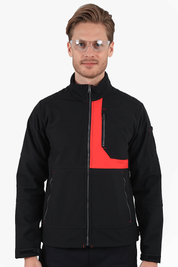 Çift Renkli Softshell Mont - Siyah - Kırmızı