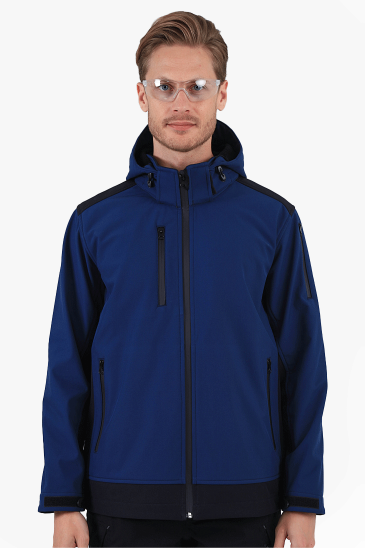 Dalgıç Kapüşonlu Softshell Mont - İndigo-Lacivert