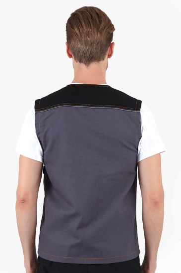 Panama Yelek - Gri - Siyah