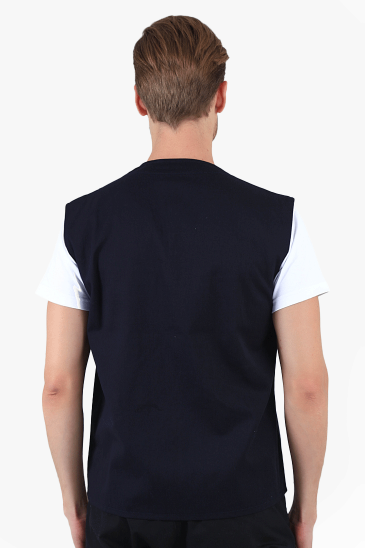 V Yakalı Yelek - Lacivert - Saks Mavi