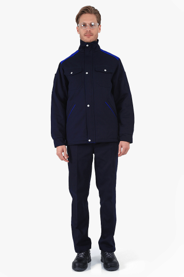 Kapitoneli Kaban Pantolon İş Takımı - Lacivert - Saks Mavi