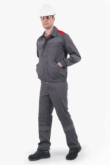 Harman Kumaş 5 cm Reflektörlü Mont - Pantolon - Gri - Kırmızı