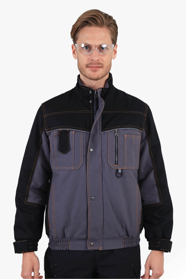 Çift Renkli Panama Mont - Gri - Siyah