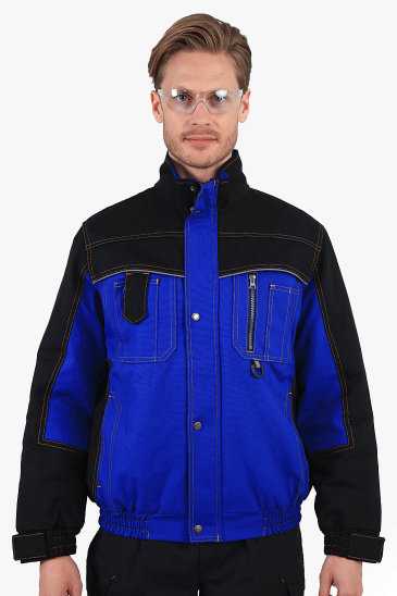 Çift Renkli Panama Mont - Saks Mavi - Siyah