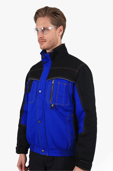 Çift Renkli Panama Mont - Saks Mavi - Siyah