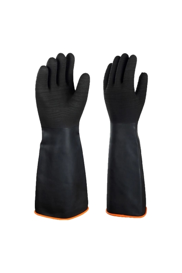 Starline Tırtıklı Kauçuk Asit Eldiveni - Siyah