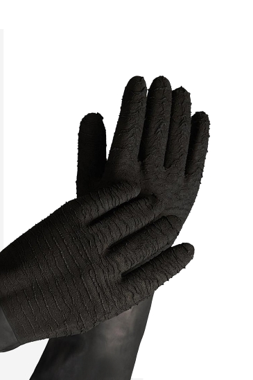 Starline Tırtıklı Kauçuk Asit Eldiveni - Siyah