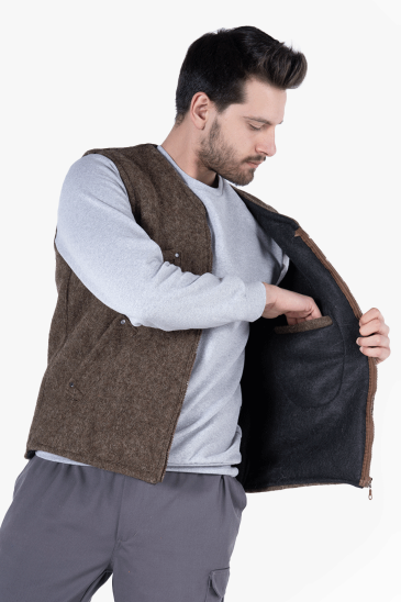 Keçe Yelek - Kahverengi