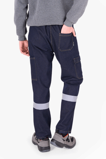 Komando Cepli Reflektörlü Kot İş Pantolonu - Lacivert
