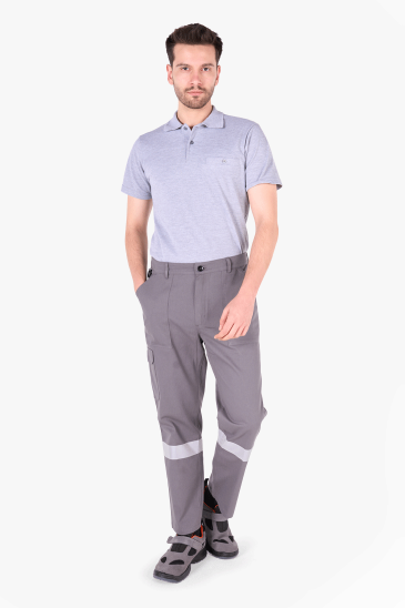 Reflektörlü Harman İş Pantolonu - Gri