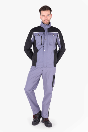 Reflektör Detaylı Çift Renkli Mont - Pantolon Takım - Gri - Siyah