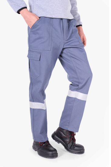 Reflektörlü Gabardin İş Pantolonu - Gri