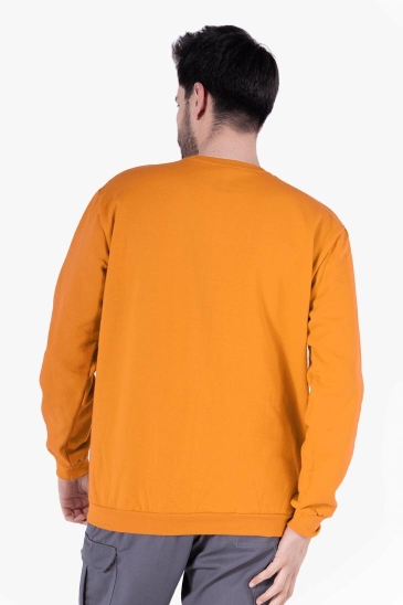 2 İplik Bisiklet Yaka Sweatshirt - Turuncu