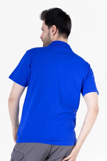 Polo Yaka Fleto Cepli T-Shirt - Saks Mavi