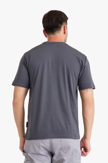 Bisiklet Yaka Kalem Cepli T-shirt - Antrasit Gri