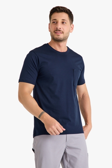 Bisiklet Yaka Kalem Cepli T-shirt - Lacivert