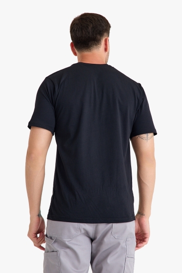 Bisiklet Yaka Kalem Cepli T-shirt - Siyah