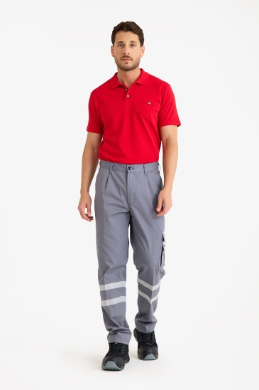 Çift Sıra 3 Cm Reflektörlü Pileli Pantolon - Gri