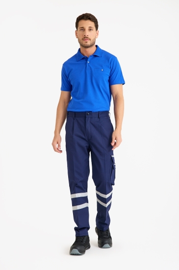 Çift Sıra 3 Cm Reflektörlü Pileli Pantolon - Lacivert