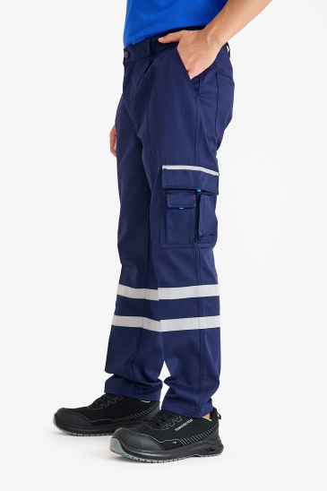 Çift Sıra 3 Cm Reflektörlü Pileli Pantolon - Lacivert