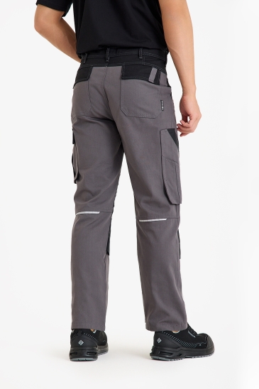 Dizlik Takviyeli İş Pantolonu - Gri - Siyah