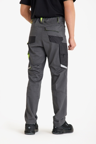 F 2144 Kordura Takviyeli Likralı Pantolon - Antrasit Gri-Neon Sarı