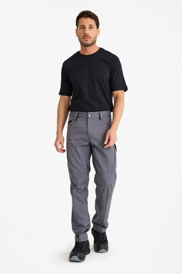 F 2144 Kordura Takviyeli Likralı Pantolon - Antrasit Gri - Siyah