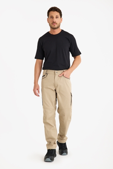 F 2144 Kordura Takviyeli Likralı Pantolon - Camel-Lacivert