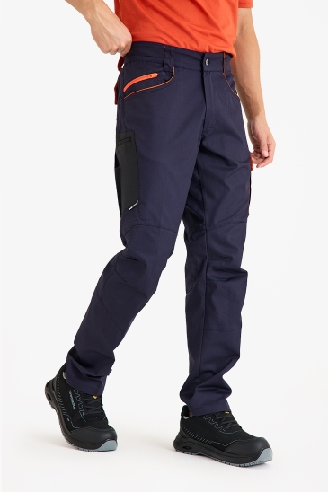 F 2144 Kordura Takviyeli Likralı Pantolon - Lacivert - Turuncu