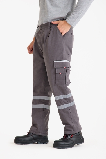 Çift Sıra 3 Cm Reflektörlü Kapitoneli Pantolon - Gri