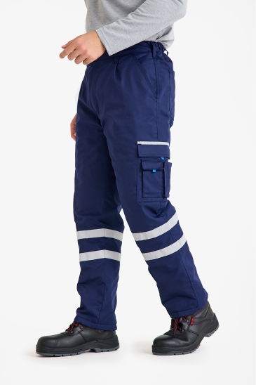 Çift Sıra 3 Cm Reflektörlü Kapitoneli Pantolon - Lacivert