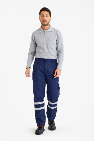 Çift Sıra 3 Cm Reflektörlü Kapitoneli Pantolon - Lacivert