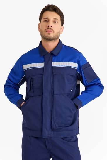 3 Cm Reflektörlü Çok Cepli Mont - Lacivert - Saks Mavi