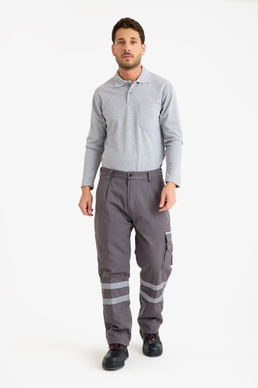 Çift Sıra 3 Cm Reflektörlü Kapitoneli Pantolon - Gri