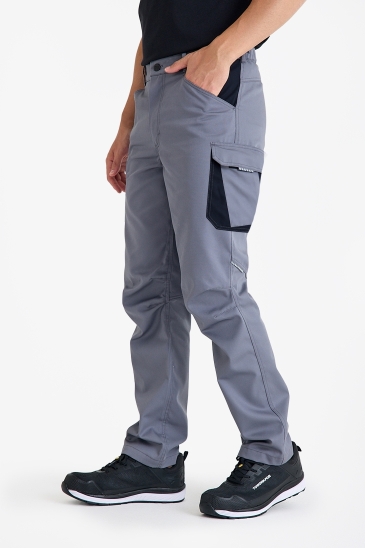 Biye Reflektörlü Diz Pensli Porto Pantolon  - Gri - Siyah