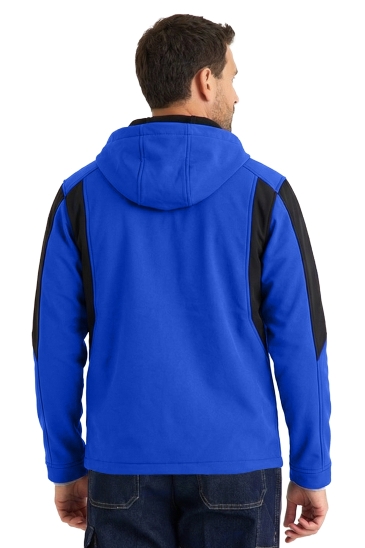 Çift Renkli Kapüşonlu Softshell Mont - Saks Mavi - Siyah