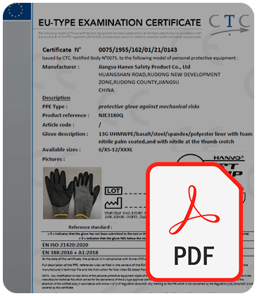 NJE3180Q - Köpük Nitril Kesilme Dirençli Eldiven