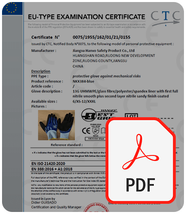 NKX384 - Nitril Tam Kaplı Kesilmeye Dirençli Eldiven